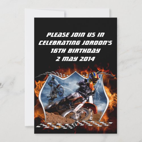 Motocross fire and lightning invitation