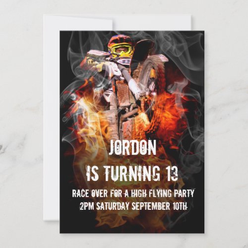 Motocross fire and smoke invitation