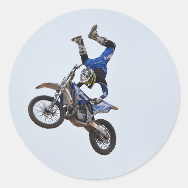 Motocross Flying High Classic Round Sticker (Front)