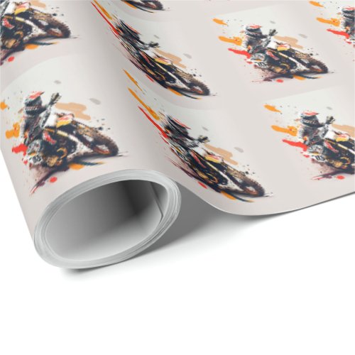 Motocross Fun Cartoon Wrapping Paper