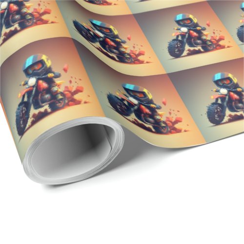 Motocross Fun Cartoon Wrapping Paper