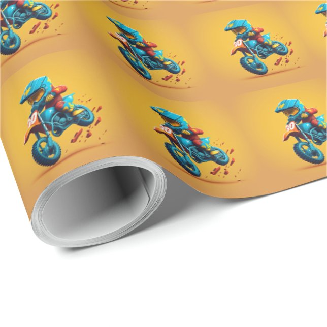 Motocross Fun Cartoon Wrapping Paper (Roll Corner)