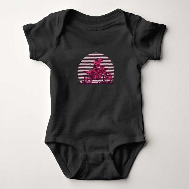 Motocross Girl Retro Vintage Baby Bodysuit (Front)