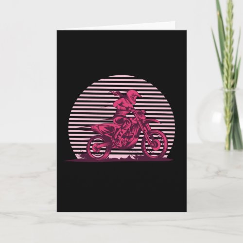 Motocross Girl Retro Vintage Card