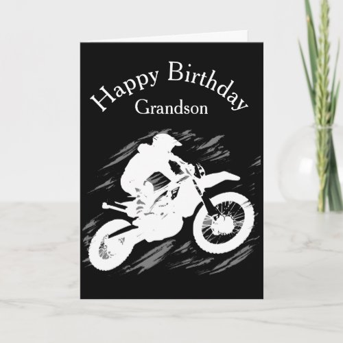 Motocross Grandson Birthday Sport Motorcycle Race Card