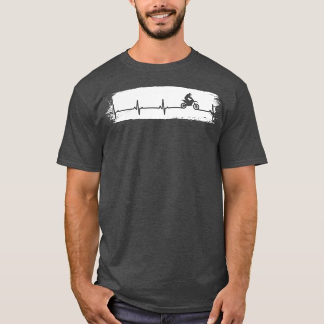 Motocross Heartbeat   Enduro Bike Motorrad T-Shirt (Front)