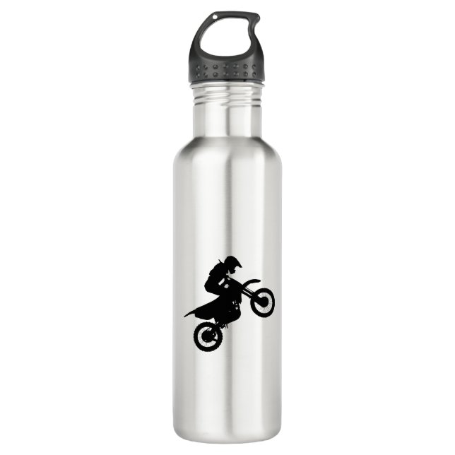 Motocross High Wheelie Stainless Steel Water Bottle (Front)