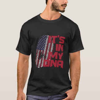 Motocross In Dna Fingerprint American Patriot 4Th T-Shirt