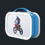 Motocross Jump Lunch Box<br><div class="desc">Motocross sailing through the sky over a jump.</div>