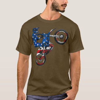 Motocross Lover Vintage American Flag Dirt Bike T-Shirt