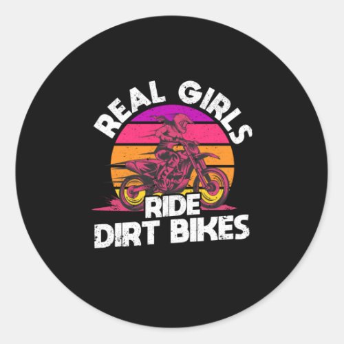 Motocross Lovers Racing Bikers Real Girls Ride Classic Round Sticker