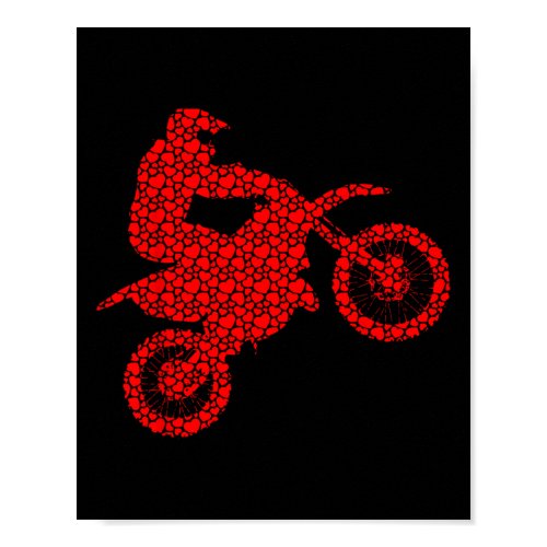 Motocross Lovers Valentine Hearts Love Dirt Bike S Poster