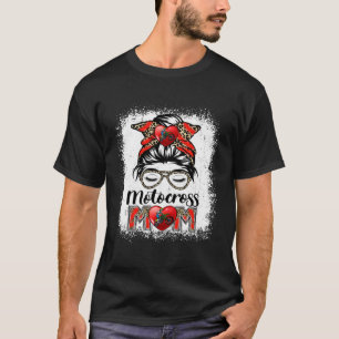 Motocross Mom Game Day Messy Bun Leopard Mother's T-Shirt