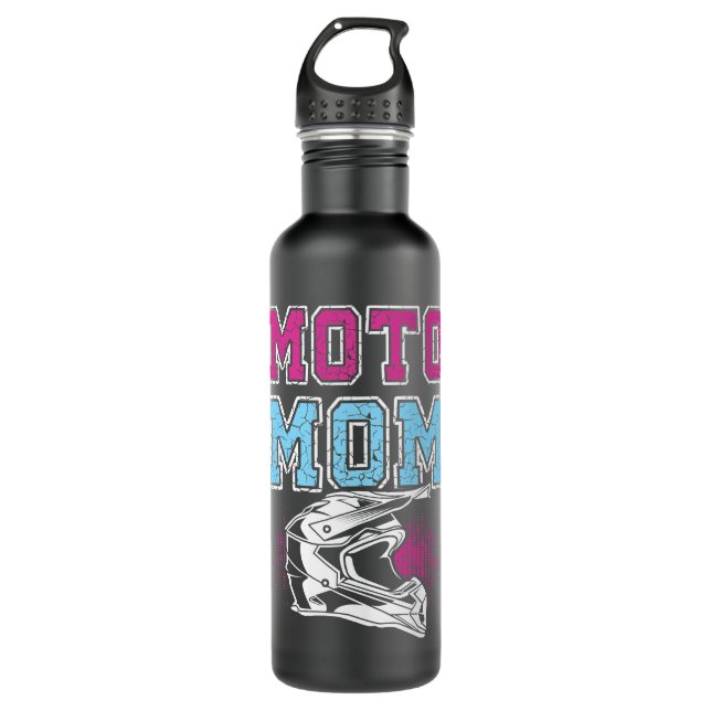Motocross Moto Mom MX Dirtbike Stainless Steel Water Bottle (Front)