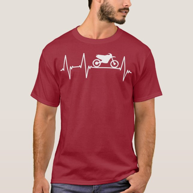 Motocross Motorcycle Heartbeat Biker Premium T-Shirt (Front)