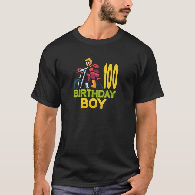 Motocross MX 100th Birthday Party Dirt Bike 100 Ye T-Shirt (Front)