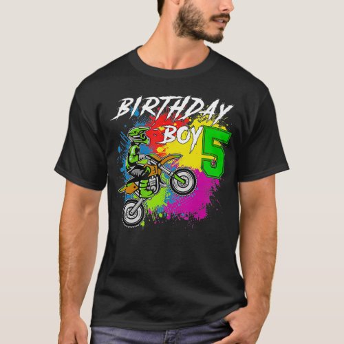 Motocross MX 5th Gift 5 Year Old Dirt Bike Birthda T_Shirt