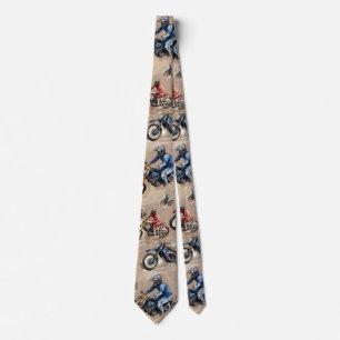 Motocross off-road art neck tie