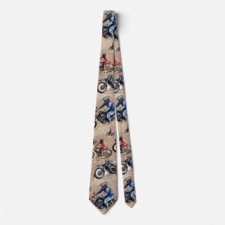 Motocross off-road art  neck tie