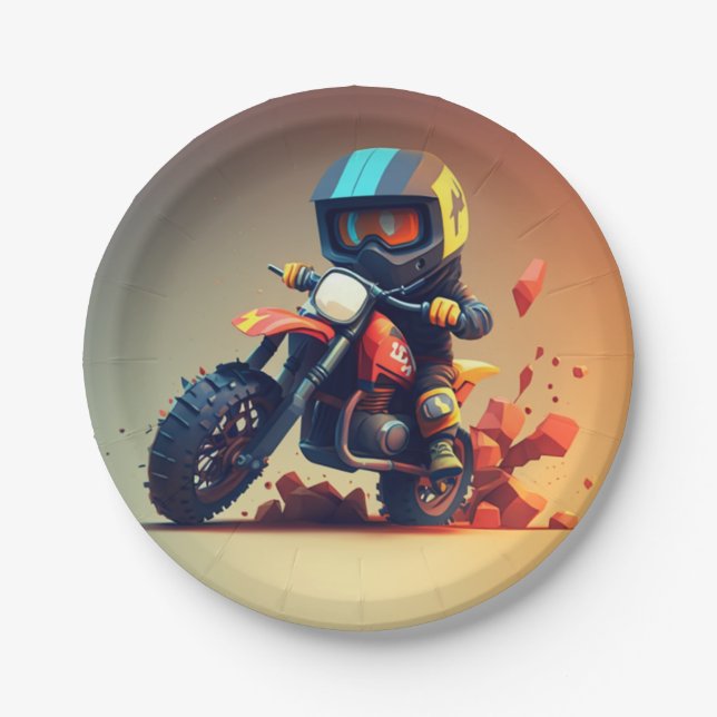 Motocross Party Napkins Paper Plate (Front)