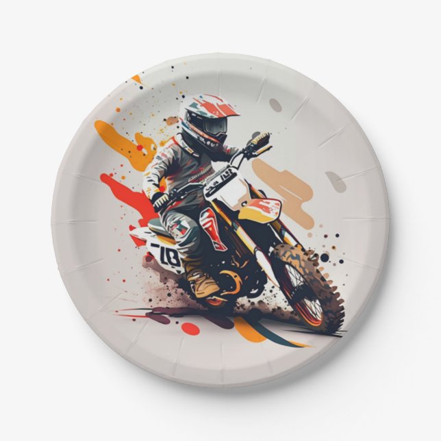 Motocross Party Napkins Paper Plates (Front)