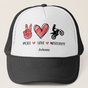 MOTOCROSS Peace Love Personalized Trucker Hat