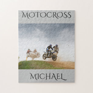 Motocross puzzle with personalized name.