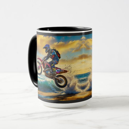 Motocross Racer at Beach Race II Mug