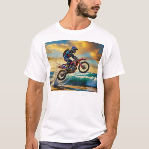 Motocross Racer at Beach Race II T_Shirt