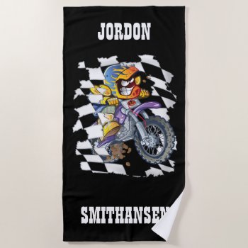 Motocross Racer Beach Towel by McPhotoPosters at Zazzle