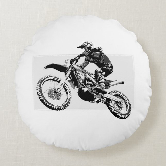 Motocross Racer Design  Round Pillow (Front)