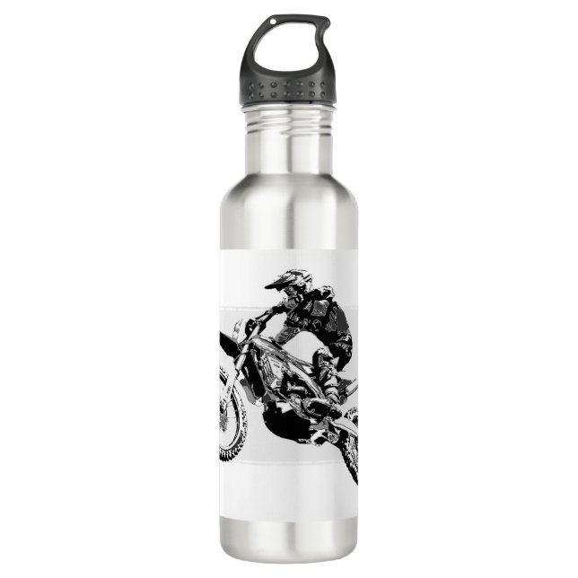 Motocross Racer Design    Stainless Steel Water Bottle (Front)