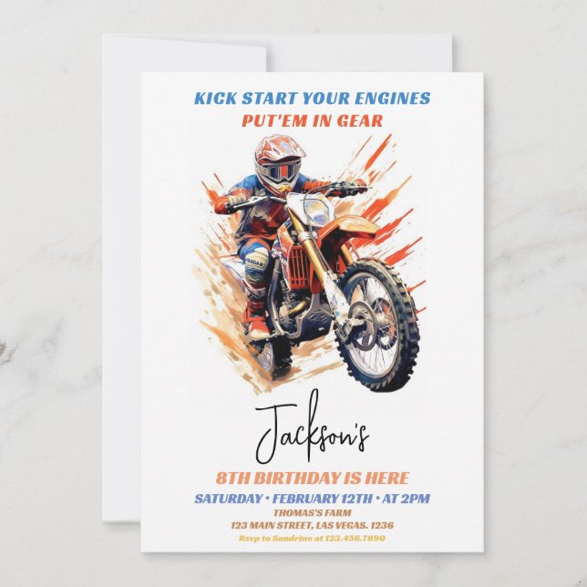 Motocross Racing Birthday Invitation (Front)