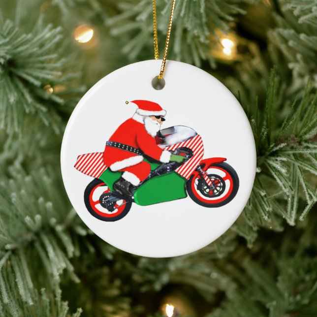 Motocross Racing Christmas Ceramic Ornament (Tree)