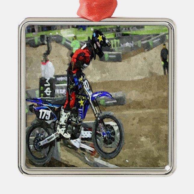 Motocross Racing Metal Ornament (Front)