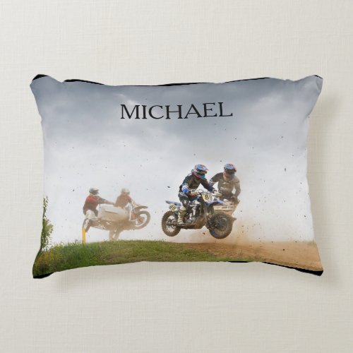 Motocross racing pillow with childs name