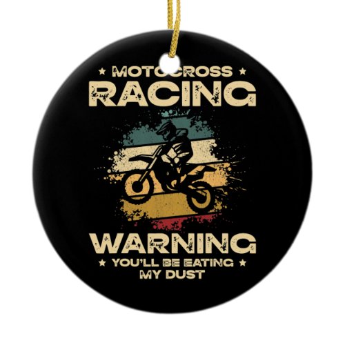 Motocross Racing Retro Dirt Bike Motorcycle Ceramic Ornament
