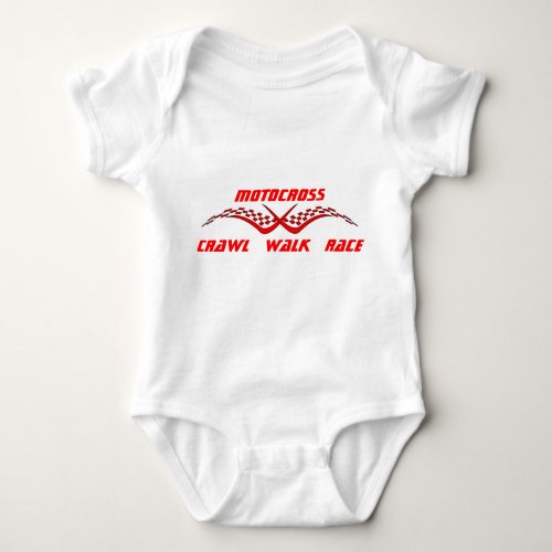 Motocross red checkered flags baby bodysuit