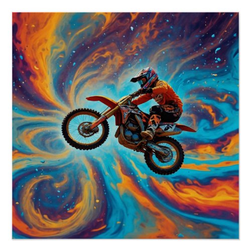 Motocross Rider and Dreamscape Poster
