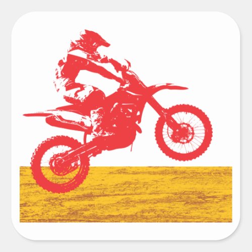 Motocross Rider And Motorbike Square Sticker