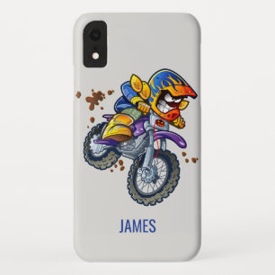 Motocross Rider Cartoon Personalized Name Sport iPhone XR Case