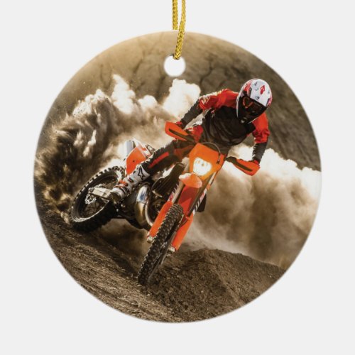 Motocross Rider Ceramic Ornament