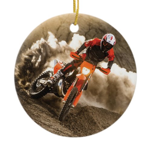 Motocross Rider Ceramic Ornament