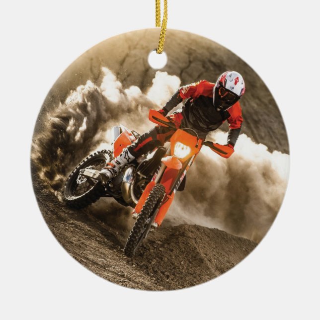 Motocross Rider Ceramic Ornament (Front)