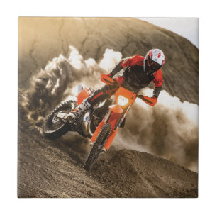 Motocross Rider Ceramic Tile