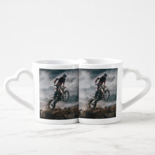 Motocross rider coffee mug set