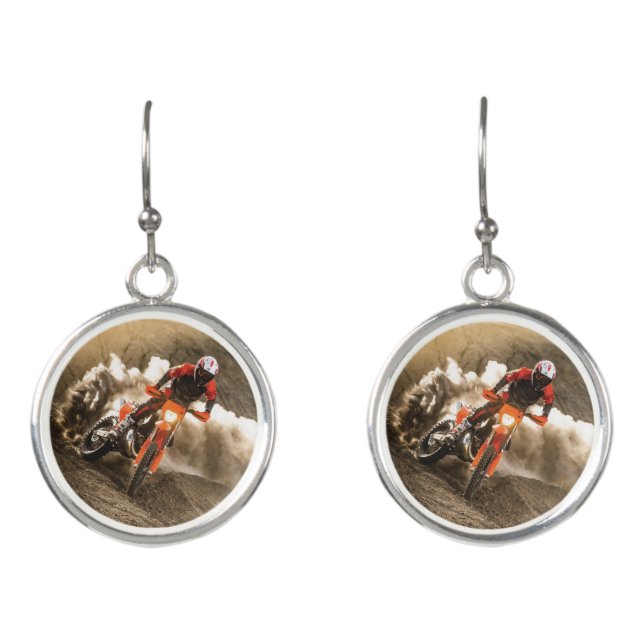 Motocross Rider Earrings (Front)