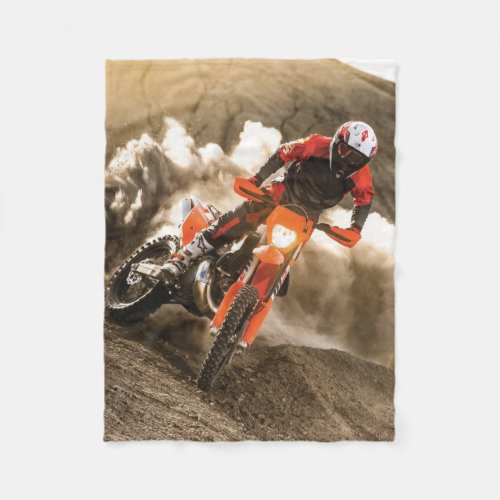 Motocross Rider Fleece Blanket