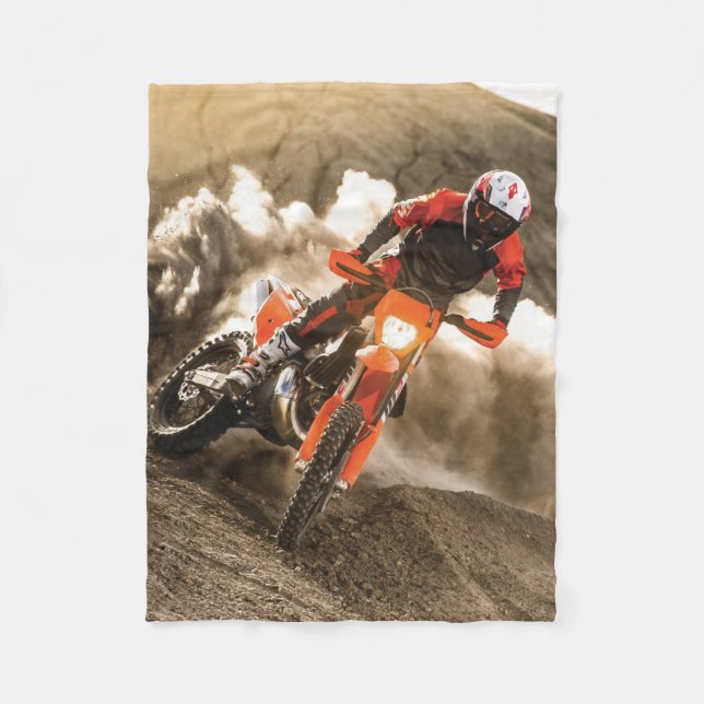 Motocross Rider Fleece Blanket (Front)