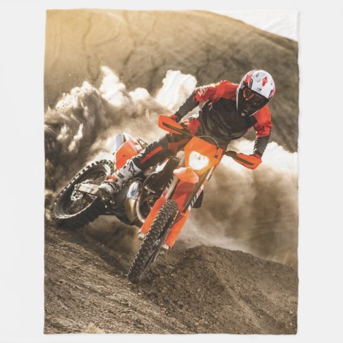 Motocross Rider Fleece Blanket